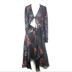 Free People 2 Piece Set Skirt Cardigan Burnout